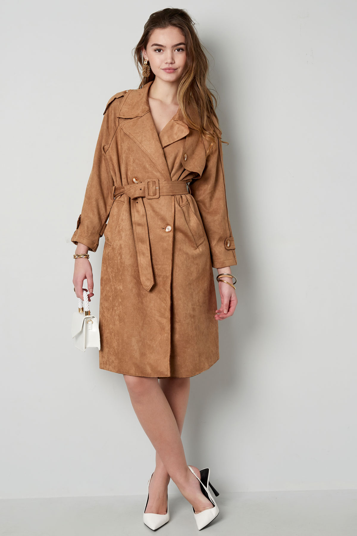Classic trench coat suede - black L h5 Picture3